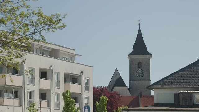 townscape of Kronstorf with famous citizens Rudolf Kirchschl&auml;ger and Anton Bruckner