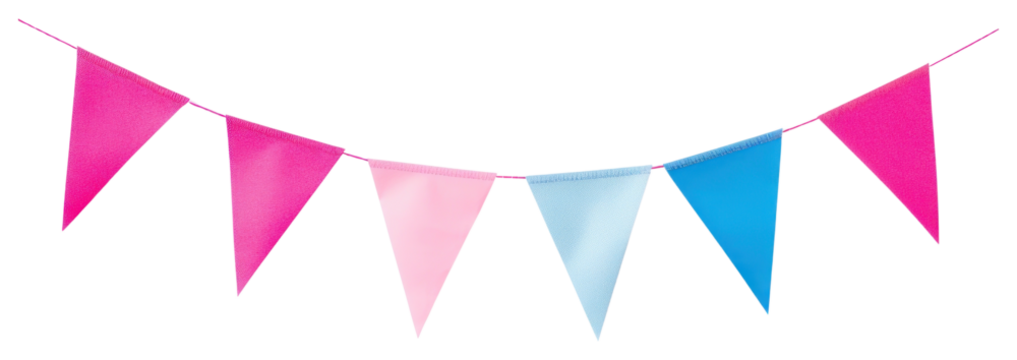 PNG Pink and blue festival party bunting white celebration triangular. - Powered by Adobe
