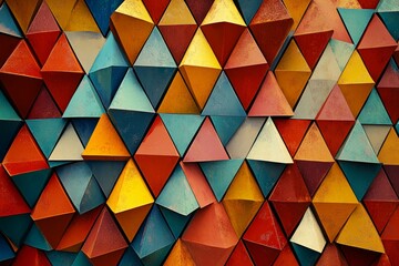 Fototapeta premium Colorful textured triangular geometric pattern.