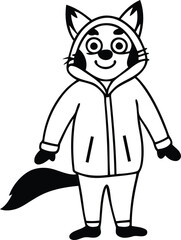 Cartoon Fox silhouette vector illustration, Cartoon Fox line art vector, Cartoon Fox vector design