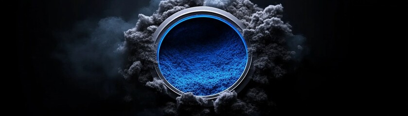 Cryptic Blue Orb:  A mysterious, dark blue orb shrouded in swirling smoke, set against a black background, evokes a sense of enigma and the unknown. The image is ideal for concepts related to mystery.