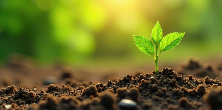 Verde germoglio cresce dalla crepa del terreno arido, plant, earth, green shoot