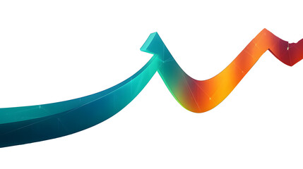 Curved graph with arrow moving up