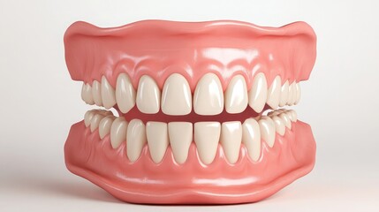 Obraz premium A detailed top view of dentures showing the realistic arrangement of teeth and gums