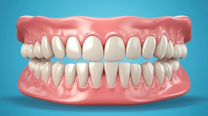 Obraz premium A detailed top view of dentures showing the realistic arrangement of teeth and gums