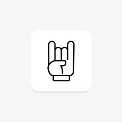 Devil Horns Hand line icon , vector, pixel perfect, illustrator file