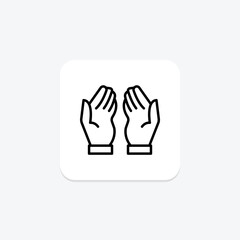 Cupped Hand line icon , vector, pixel perfect, illustrator file