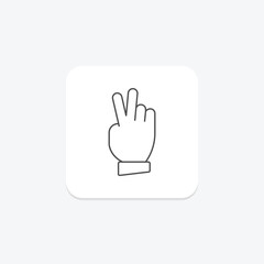 Peace Hand thinline icon , vector, pixel perfect, illustrator file