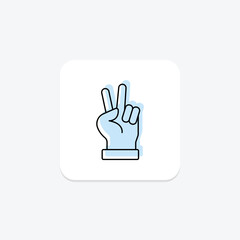 Peace Fingers Two color shadow thinline icon , vector, pixel perfect, illustrator file