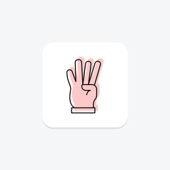 Four Fingers color shadow thinline icon , vector, pixel perfect, illustrator file