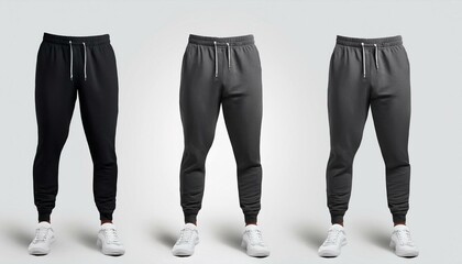 Blank joggers mockup, front and side views. Sweatpants. Generated image