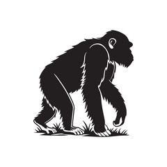 Orangutan silhouette vector art  illustrtion black color design and solid white background 