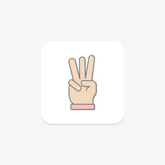 Three Finger lineal color icon , vector, pixel perfect, illustrator file
