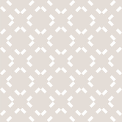 Subtle vector geometric seamless pattern with lines, arrows, squares, grid. Simple minimal abstract beige and white ornament. Modern minimalist background texture. Repeated decorative geo design