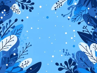 Serene Blue Floral Frame Elegant Botanical Background Design for Invitations Cards and Websites