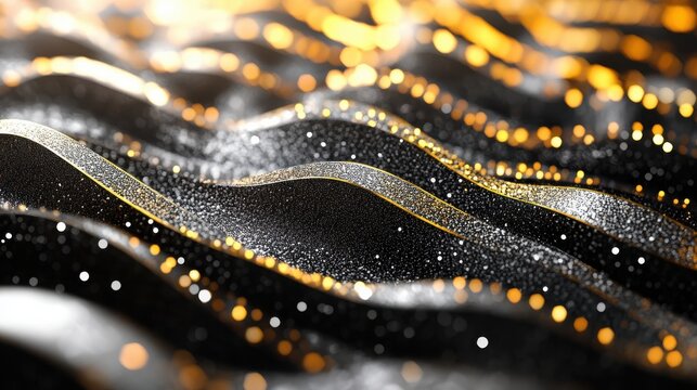 Dynamic particle effects showcasing glittering gold and silver patterns abstract art digital environment high detail
