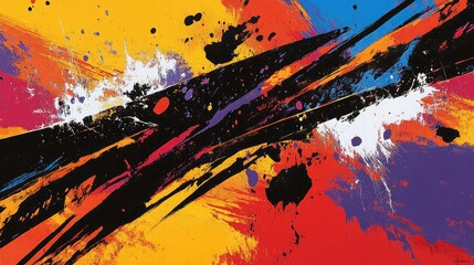 A vibrant graffiti-inspired wallpaper with abstract splashes of color and bold strokes