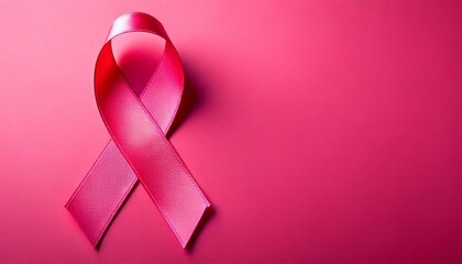 Close up photo of the Cancer Ribbon with a plain pink background