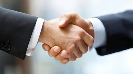 A smiling professional businessman giving a handshake to a colleague, signifying trust and partnership in the corporate world