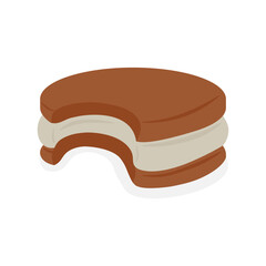 bitten cookie, illustration vector