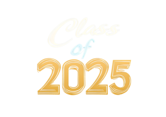Lettering Class of 2025 for greeting, invitation card. Text for graduation design, congratulation event, T-shirt, party, high school or college graduate. Vector on transparent and black background