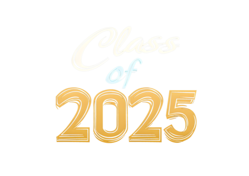 Lettering Class of 2025 for greeting, invitation card. Text for graduation design, congratulation event, T-shirt, party, high school or college graduate. Vector on transparent and black background