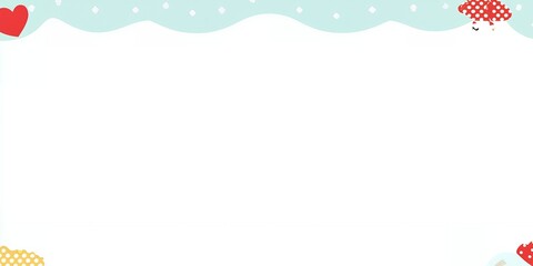Cute Pastel Winter Wonderland Background Design White Space for Text Hearts Snowflakes Mushrooms