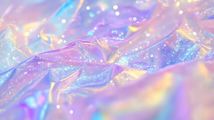 Motion animation of shining glitter lights. Shimmer hologram pastel crystal texture. Unicorn or mermaid color. Retro disco concept. Rainbow holographic abstract background