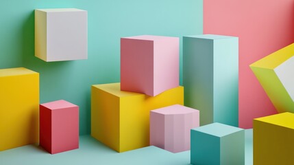 Obraz premium Pastel Geometric Shapes Abstract Composition