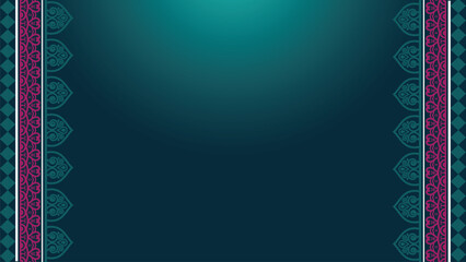 Luxury green islamic wedding invitation ornament pattern border background banner for ramadan milad un nabi	