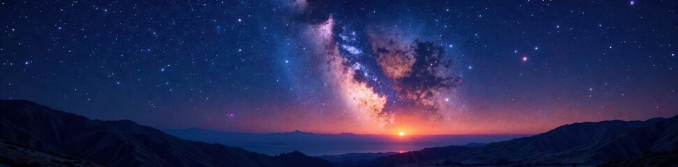 Naklejka premium Glowing starry night with vast expanse of stars, night, stars