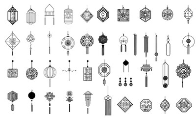 Asian decoration vector set, new year celebration, Chinese new year elements festive asian ornaments vector image 