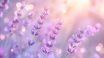 Naklejka premium Lavender flowers in bloom nature garden high detail textures soft light whimsical atmosphere