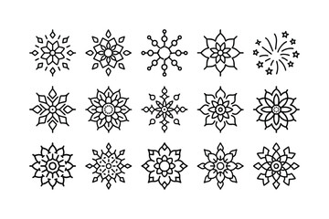 WebBlack Silhouette Mandala Icon Set Vector Illustration