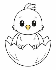 Baby Chick Hatching from Egg Coloring Sheet - Adorable Printable for Kids.