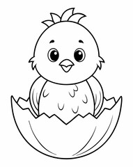Baby Chick Hatching from Egg Coloring Sheet - Adorable Printable for Kids.