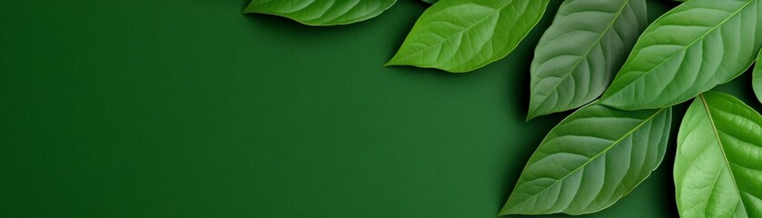Green Leaf Border on Deep Green Background 