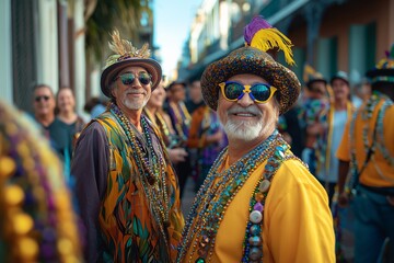Fototapeta premium Friends Having Fun at Mardi Gras Parade
