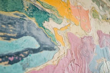 Naklejka premium Abstract pastel painted texture; swirling, layered colors.