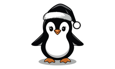 Illustration Vector Graphic Cartoon of a Mini Penguin Taking a Stroll, Featuring Intricate Details on Its Smooth Feathers, Tiny Flippers, and Cheerful Expression.