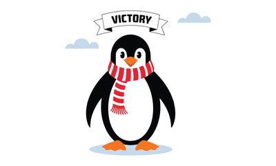 Illustration Vector Graphic Cartoon of a Mini Penguin Taking a Stroll, Featuring Intricate Details on Its Smooth Feathers, Tiny Flippers, and Cheerful Expression.