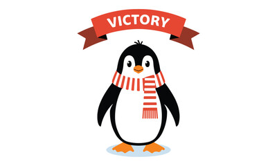 Illustration Vector Graphic Cartoon of a Mini Penguin Taking a Stroll, Featuring Intricate Details on Its Smooth Feathers, Tiny Flippers, and Cheerful Expression.