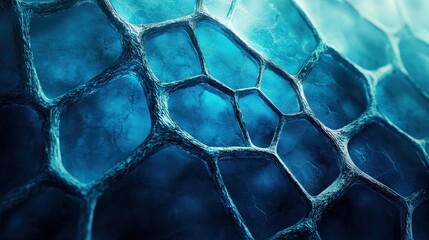 Intricate dark blue cellular structure resembling organic tissue or microscopic view. Ideal for scientific visuals, medical backgrounds, or abstract designs.