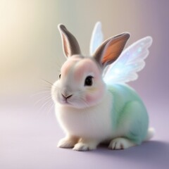 Obraz premium Fantasy baby rabbit with fairy wings. Easter or Valentine's day concept