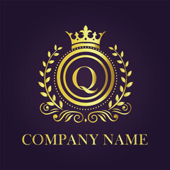 Letter Q luxury gold logo concept