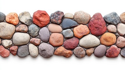 A seamless horizontal band of colorful rounded stones creates a natural border. Ideal for website headers, footers, or dividing sections.