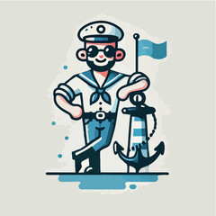 cool minimalist sailor character vector