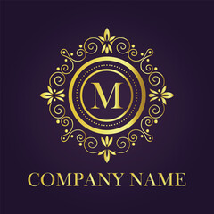 Letter M luxury gold logo concept
