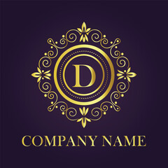 Letter D luxury gold logo concept
