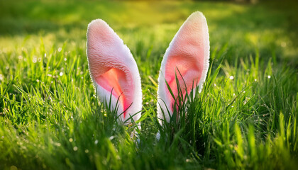 easter bunny ears hidden between green grass and green history hasenohren